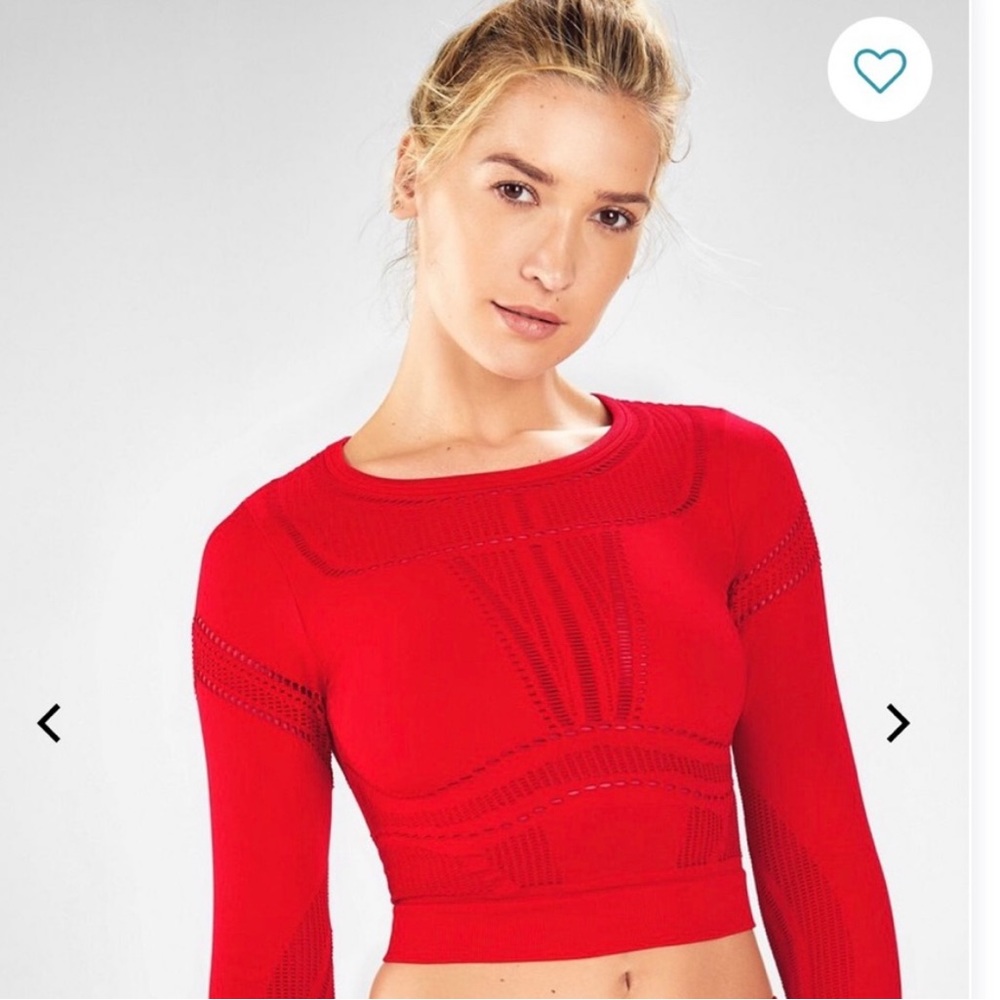 Fabletics red long sleeve workout top